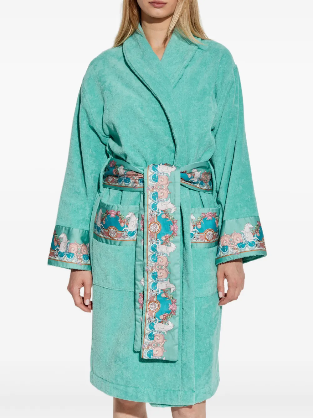 Versace Turquoise Embroidered Robe