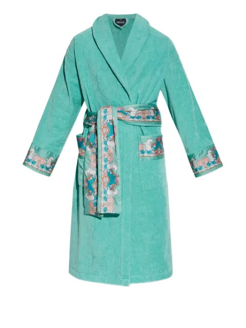 Versace turquoise embroidered robe