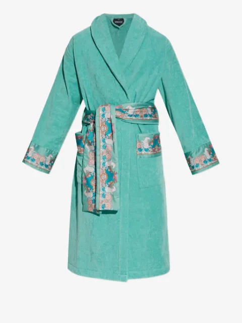 Versace turquoise embroidered robe