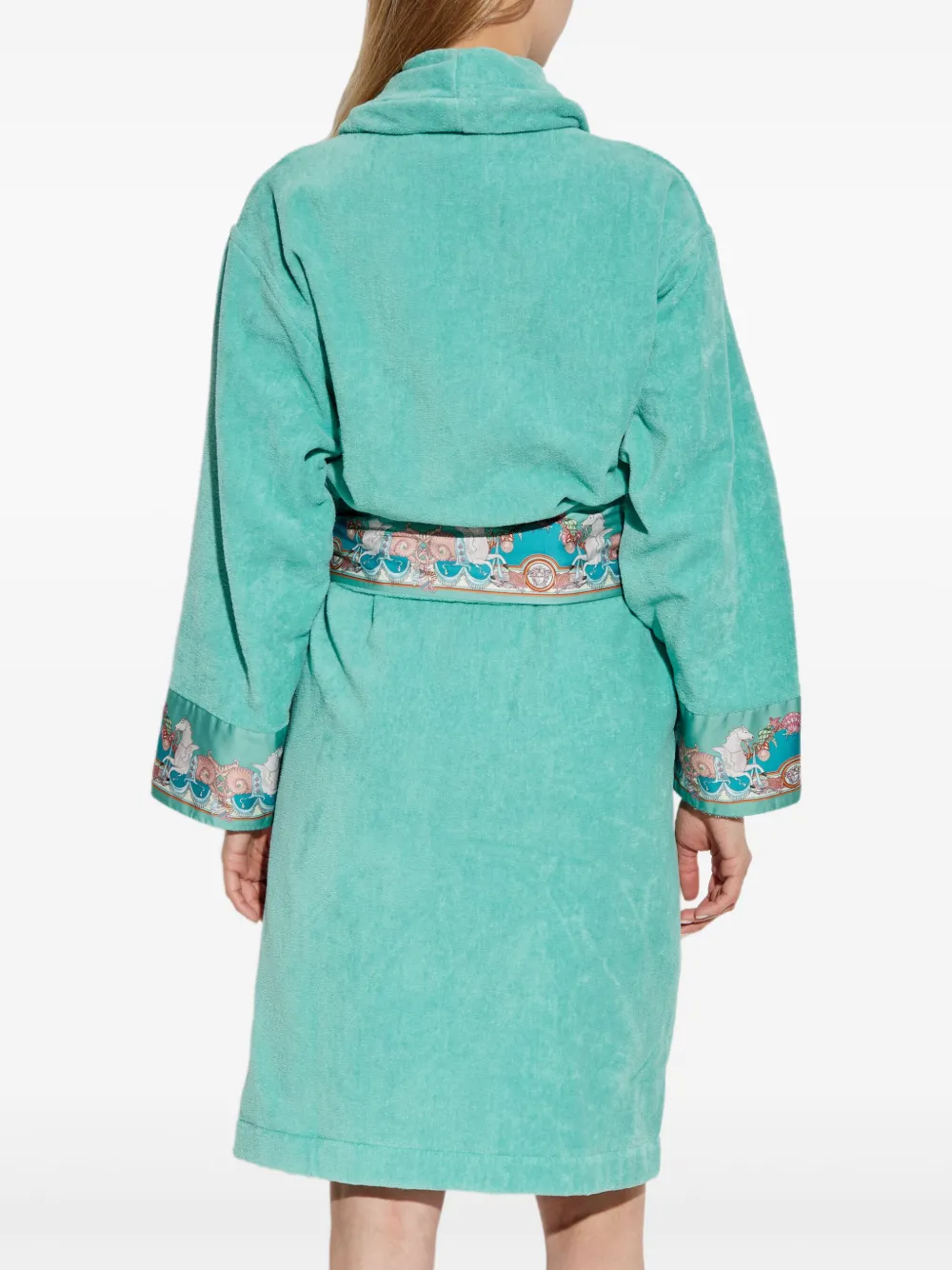 Versace Turquoise Embroidered Robe