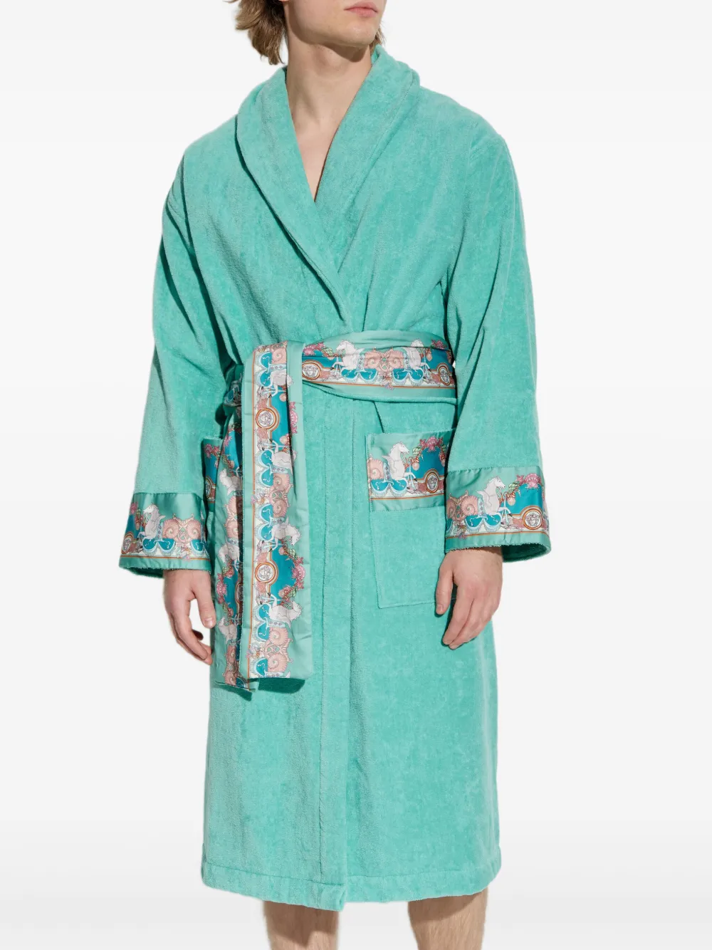 Versace turquoise embroidered robe | Towels & Bath Robes | Image 2