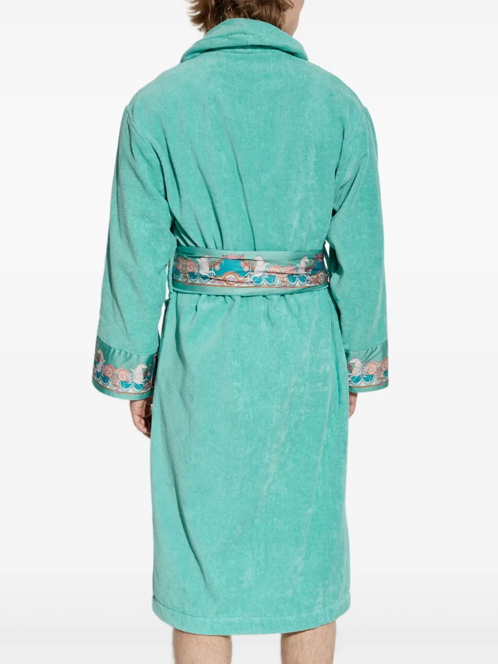 Versace Turquoise Embroidered Robe