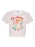 Casablanca Mushroom graphic-print cropped T-shirt - Pink