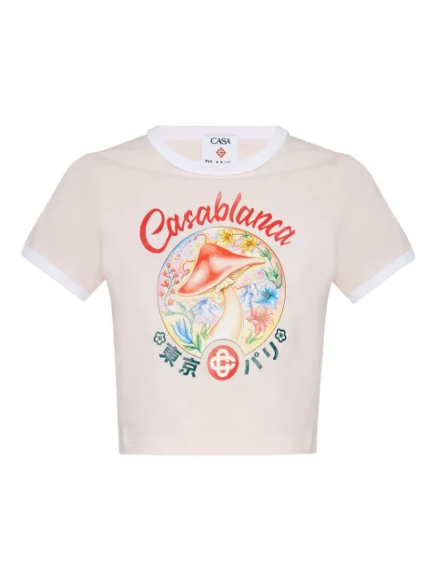 Casablanca Mushroom graphic-print cropped T-shirt