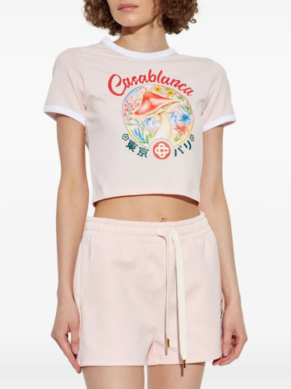 【関税込み】Casablanca ピンク Mushroom Emblem Tシャツ Casablanca Mushroom Emblem Printed Baby T-Shirt Pink | END. (US)