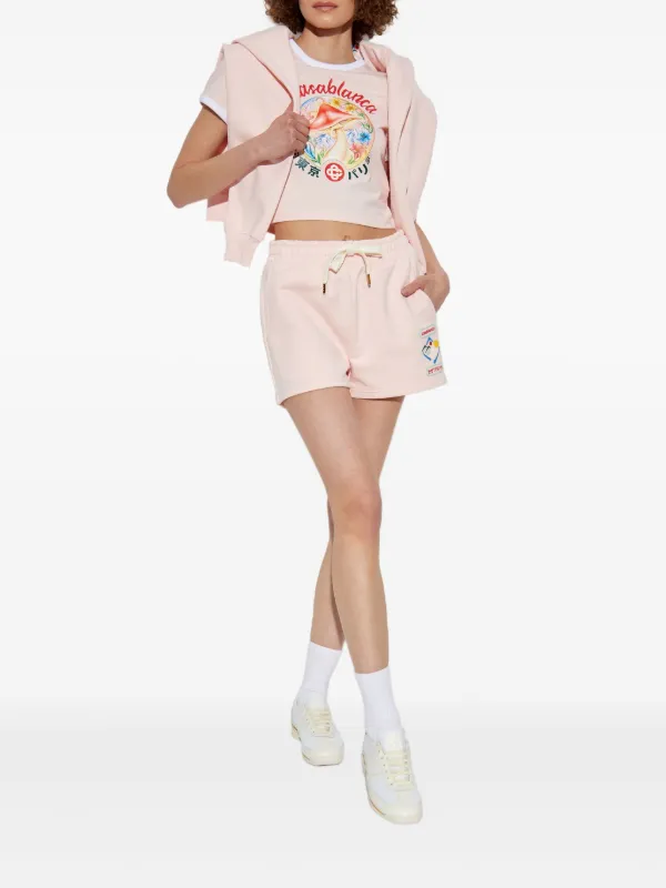 Casablanca Mushroom graphic-print Cropped T-shirt | Pink