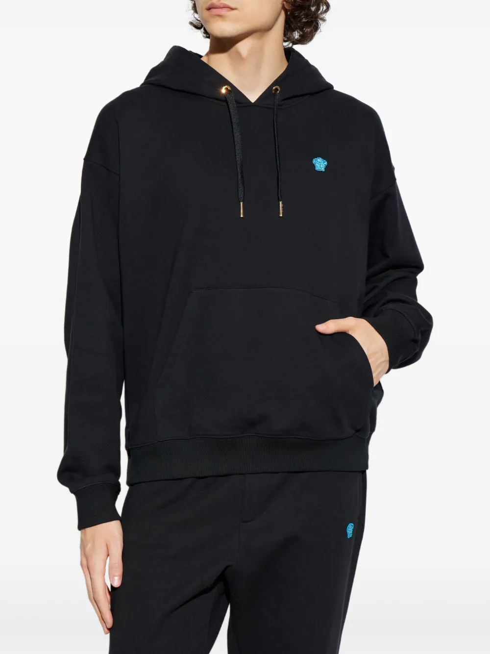 Versace Hoodie met geborduurd logo Zwart