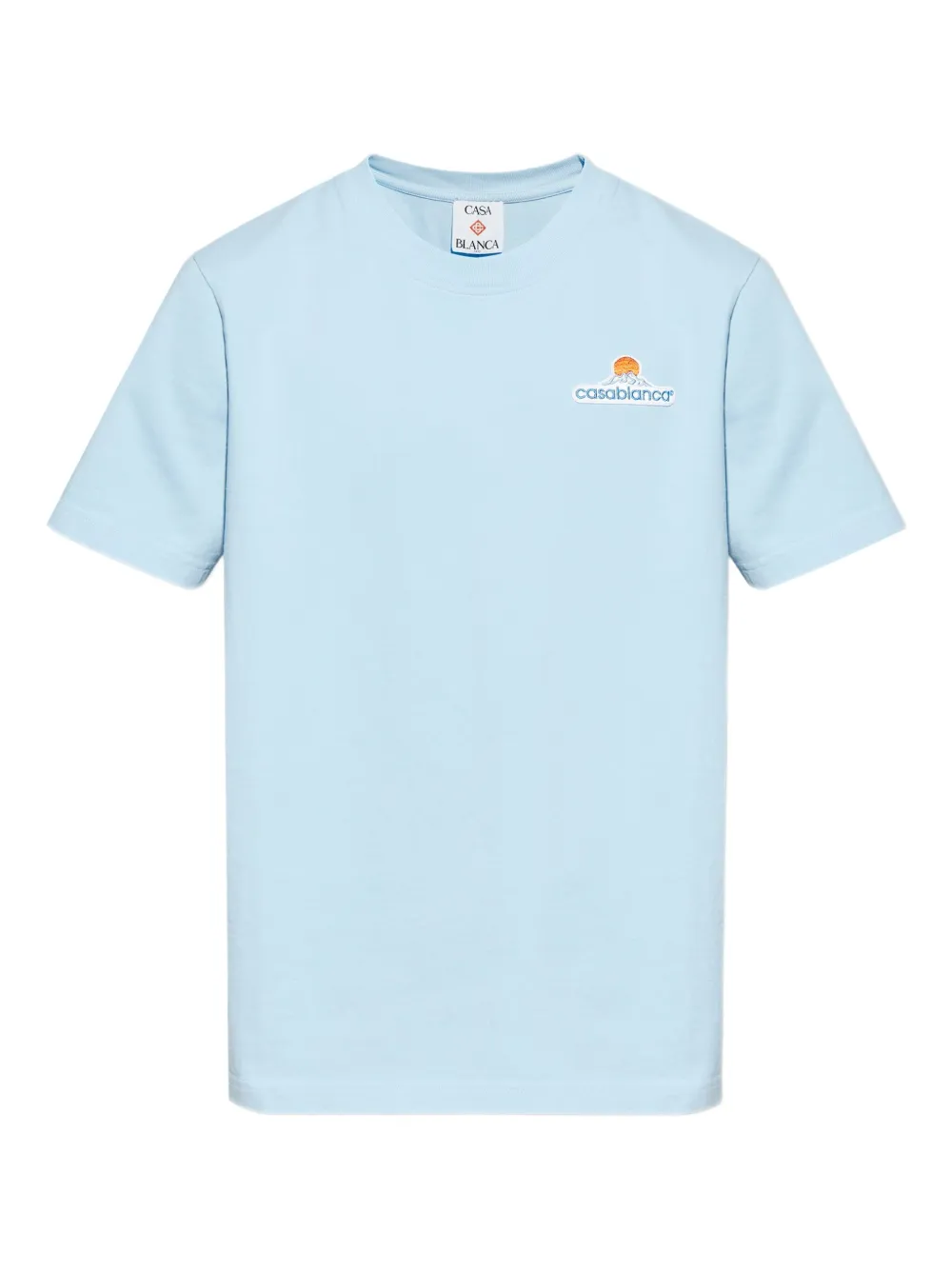 Casablanca T-shirt met geborduurd logo en ronde hals Blauw
