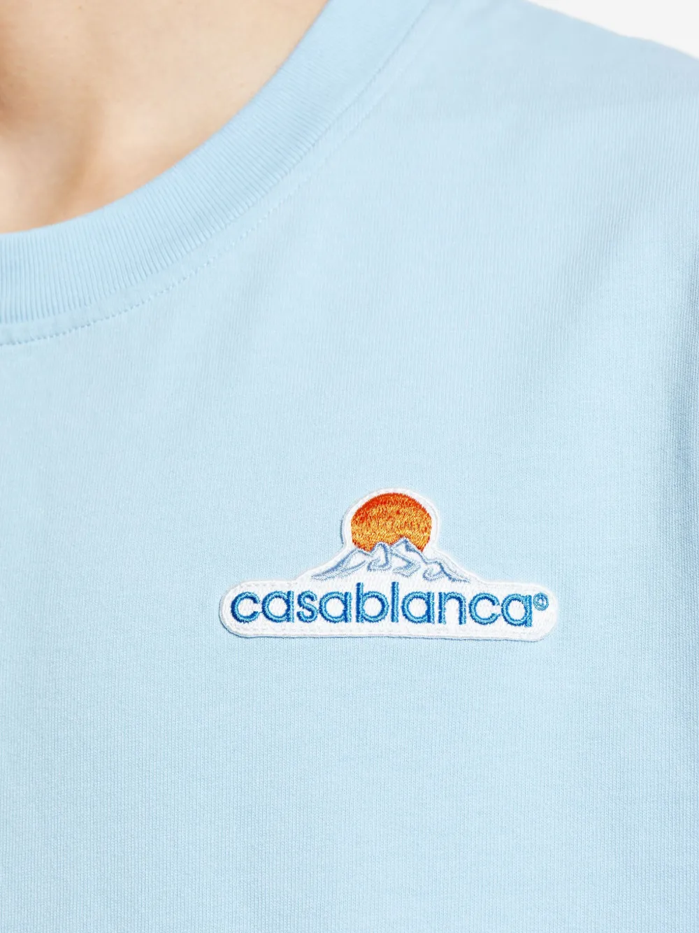Casablanca T-shirt met geborduurd logo en ronde hals Blauw