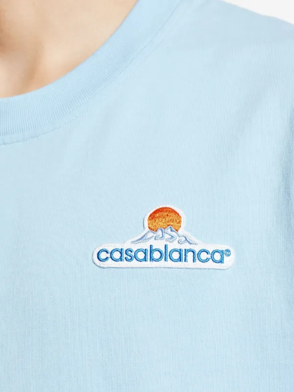 Casablanca logo-embroidered t-shirt | Blue | FARFETCH GE