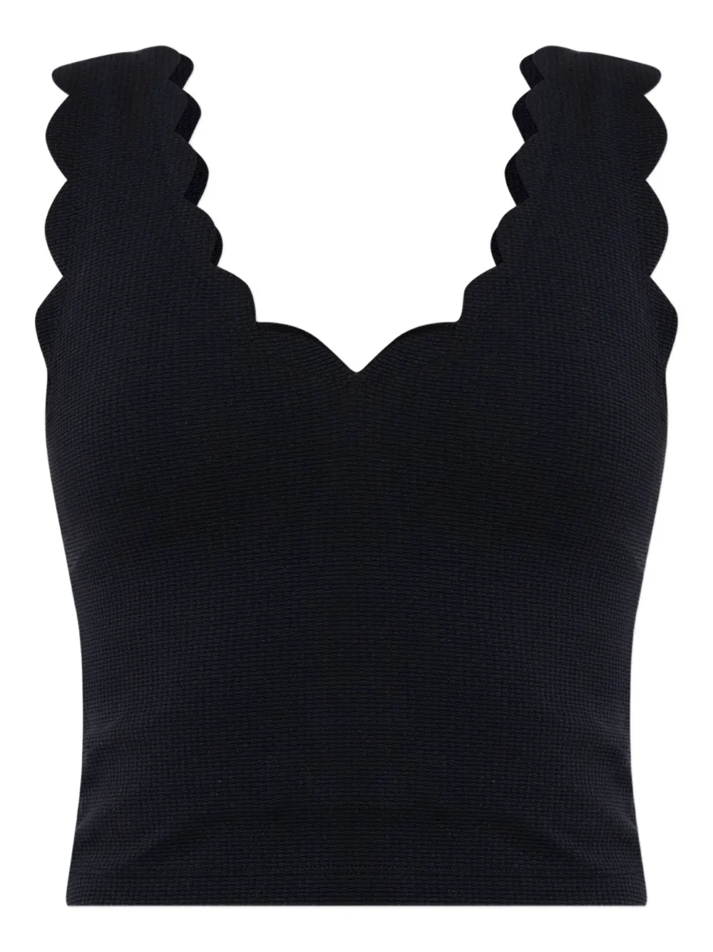 Venus scalloped-hem cropped top