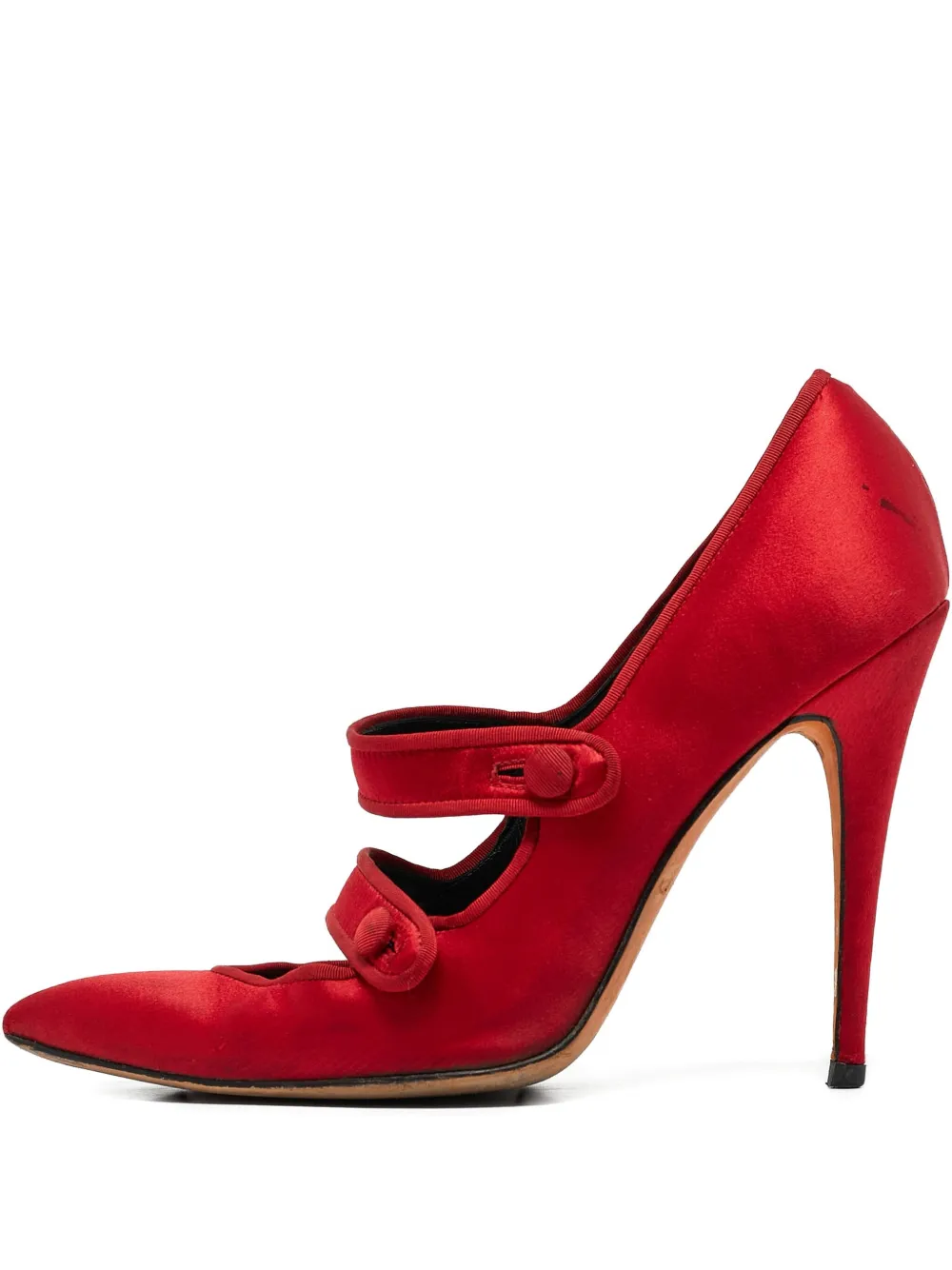 Manolo Blahnik pre-owned 100mm satin pumps | Red | Image 1