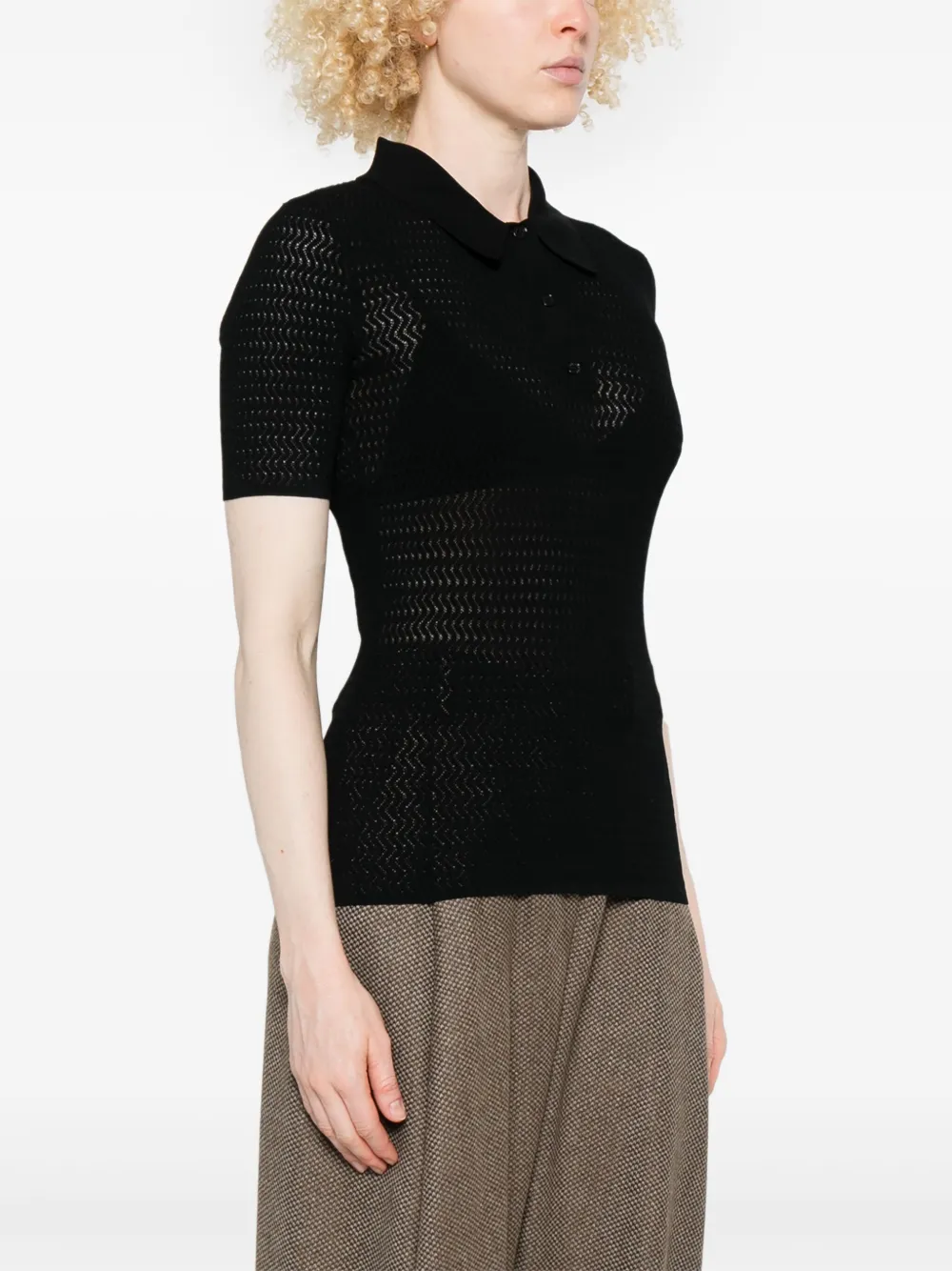 Victoria Beckham Geperforeerde polotop Zwart