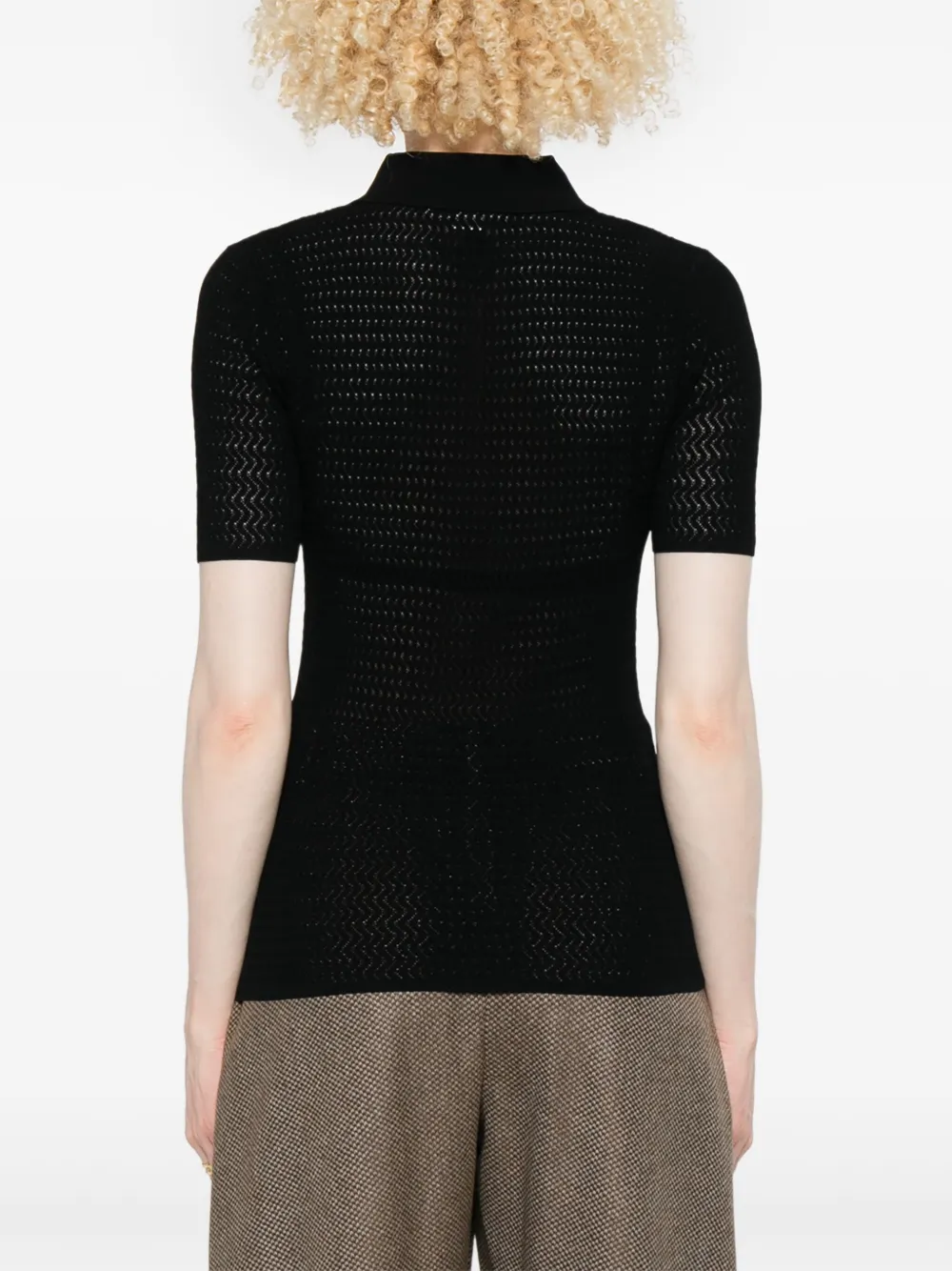 Victoria Beckham Geperforeerde polotop Zwart