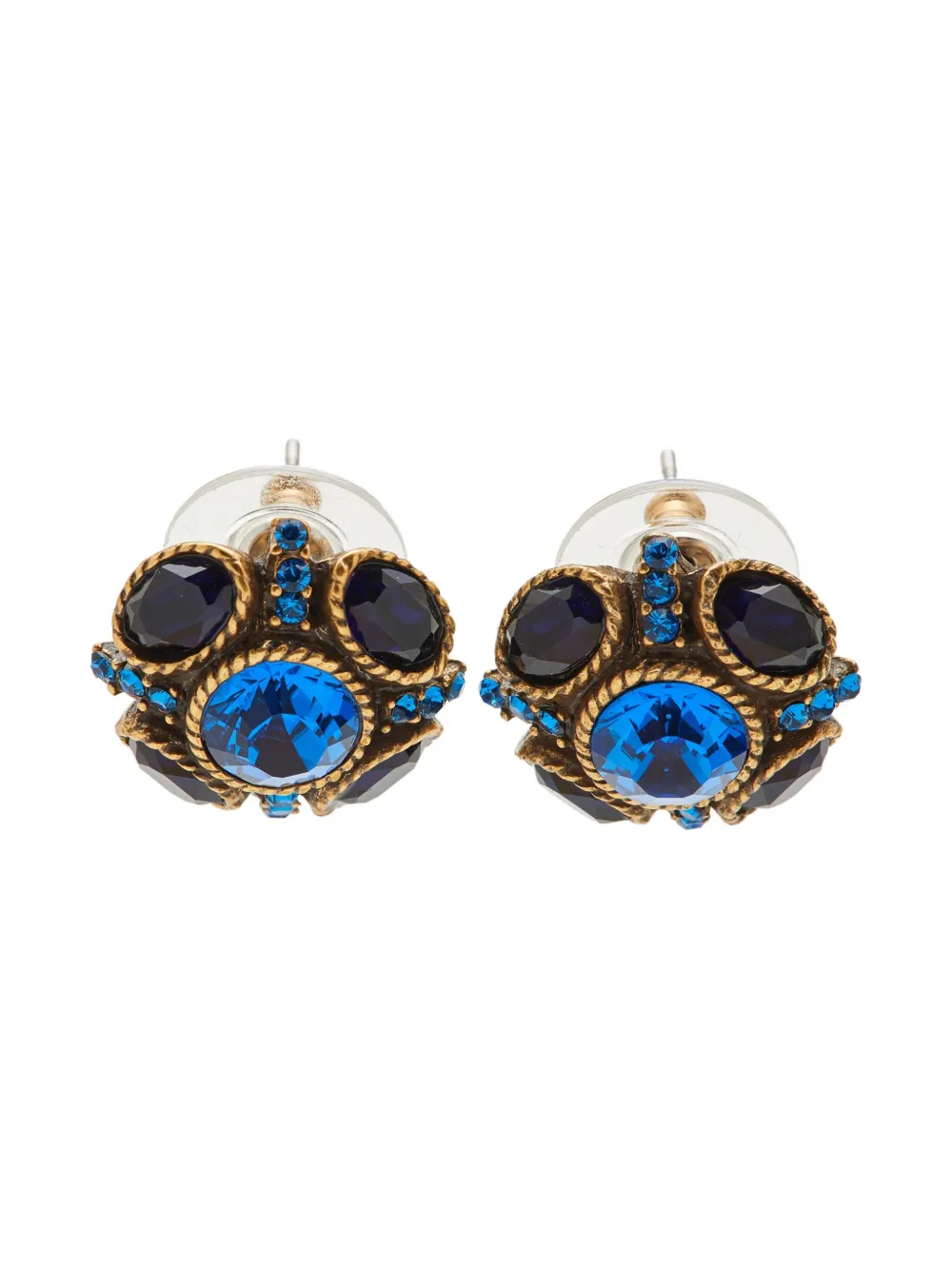 Oscar de la Renta Pre-Owned Crystal Gold earrings | Blue | Image 1