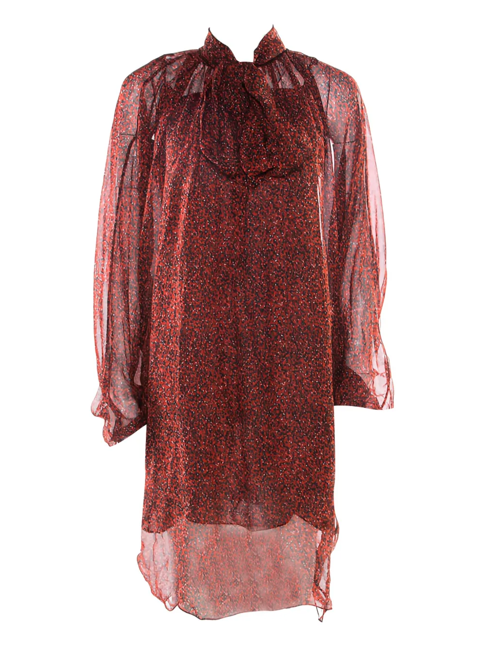Saint Laurent Pre-Owned Zijden jurk met gestrikte hals - Rood