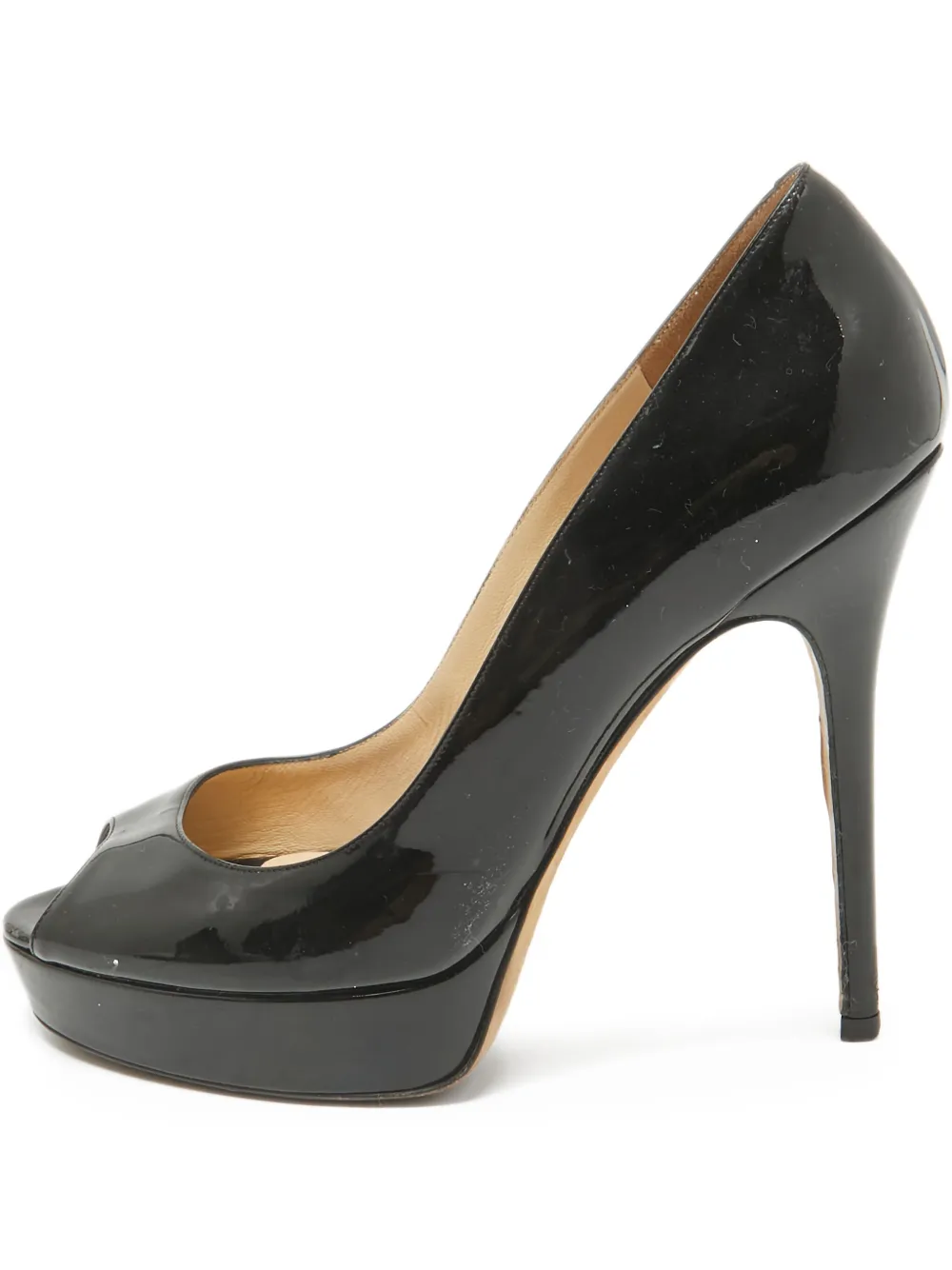 Pre-owned Jimmy Choo 120mm Luna Open-toe Platform Pumps In Black