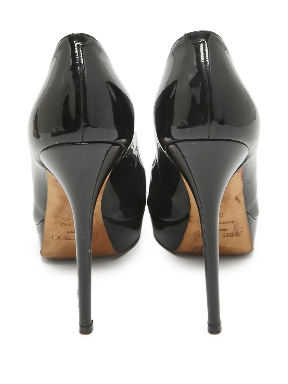 Pre-owned Jimmy Choo 120mm Luna Open-toe Platform Pumps In Black