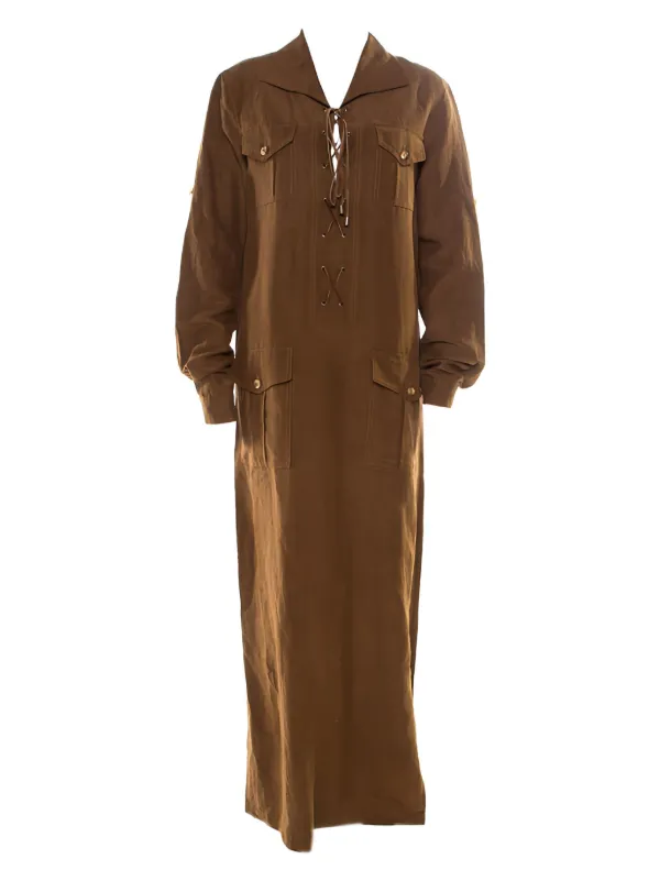 Michael Kors Vintage lace-up flap-pocket Dress | Brown | FARFETCH