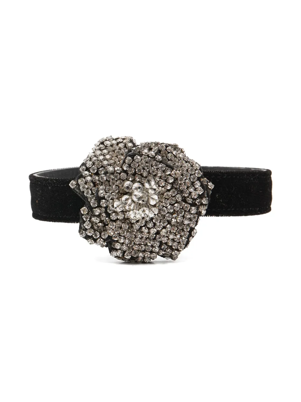 Pre-owned Chanel Crystal-flower Velvet Choker