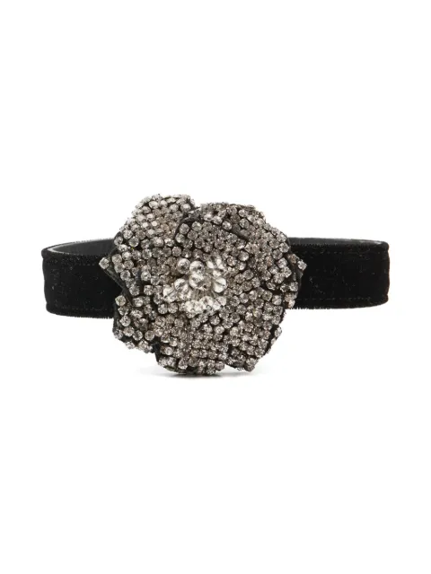 CHANEL Pre-Owned crystal-flower velvet choker