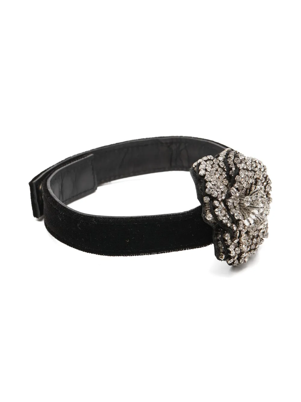 Pre-owned Chanel Crystal-flower Velvet Choker