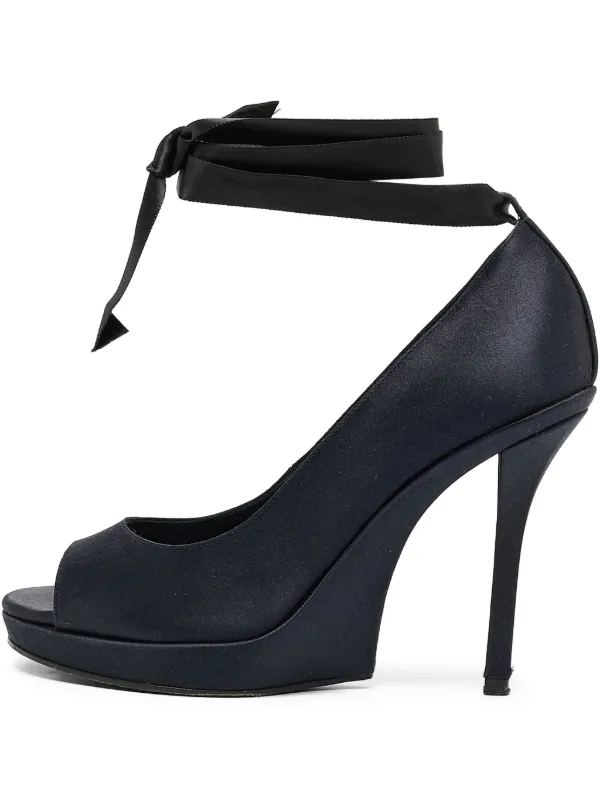 Saint Laurent Pre-Owned 110mm Satin peep-toe Pumps Farfetch