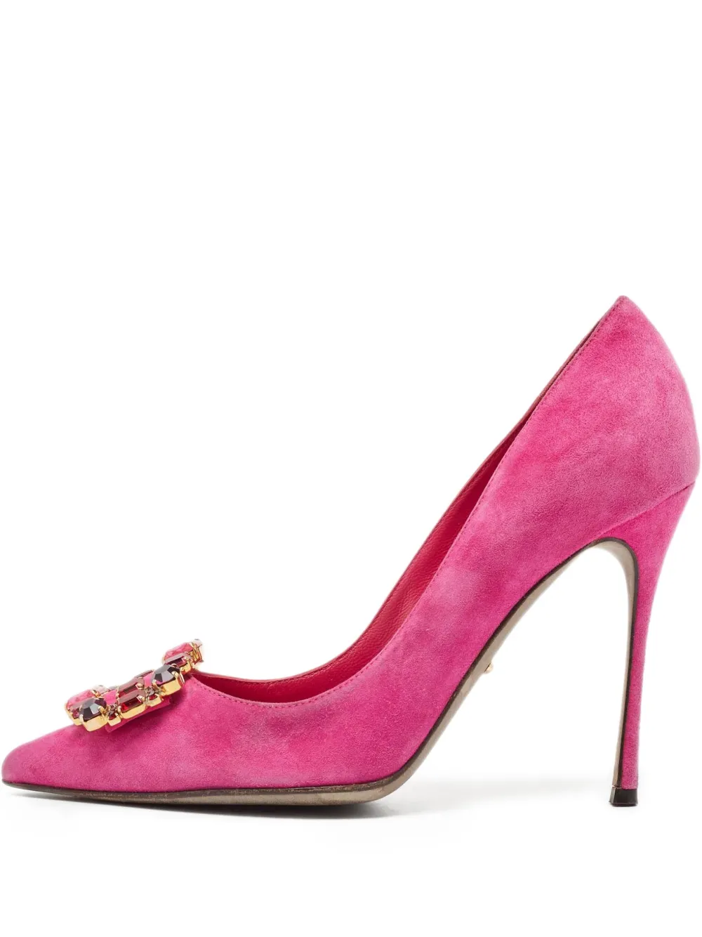 Manolo Blahnik crystal buckle suede pumps - ピンク Manolo Blahnik crystal buckle suede pumps - ピンク