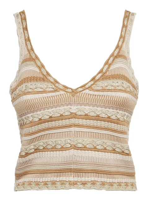 alice + olivia striped crochet-knit top
