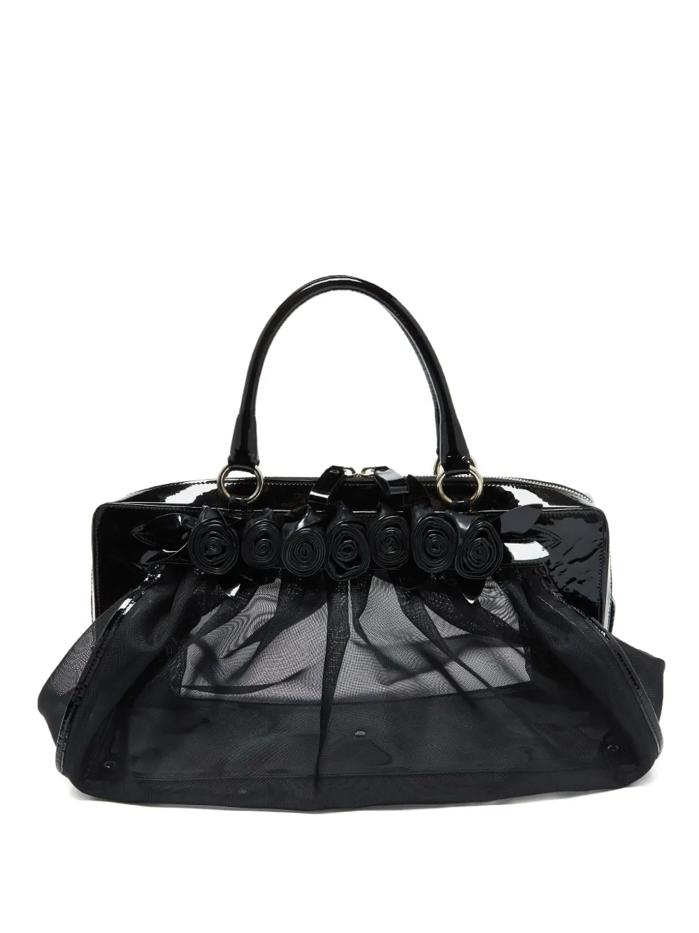 Pre-owned Valentino Garavani Petale Rose Patent-leather Mesh Tote Bag