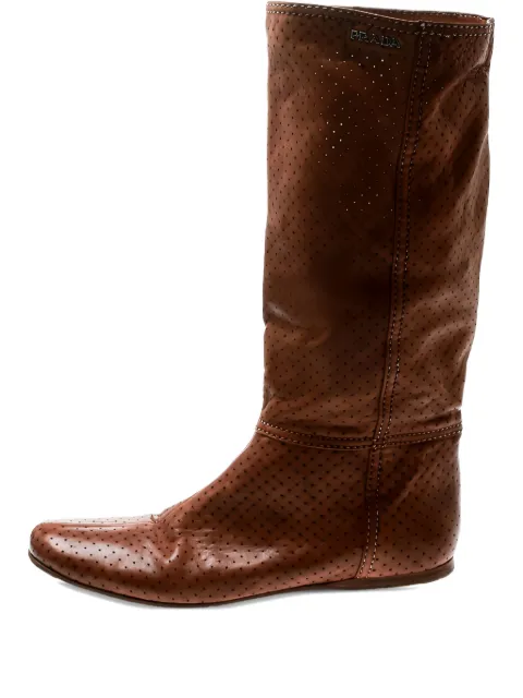 Prada Pre-Owned perforated leather mid-calf boots