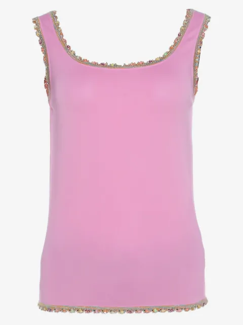Escada Pre-Owned blondetop med rund hals og pailletter