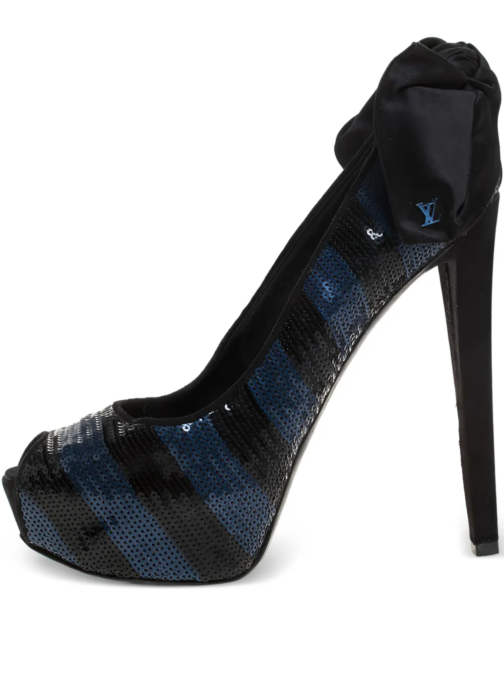 Louis Vuitton Pre-Owned 145mm sequins stripes pumps - ブルー Louis Vuitton Pre-Owned 145mm sequins stripes pumps - ブルー