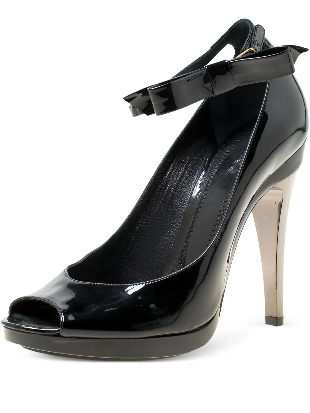 Chloé Pre-Owned 120mm bow-detail patent-leather pumps | Black | Image 1