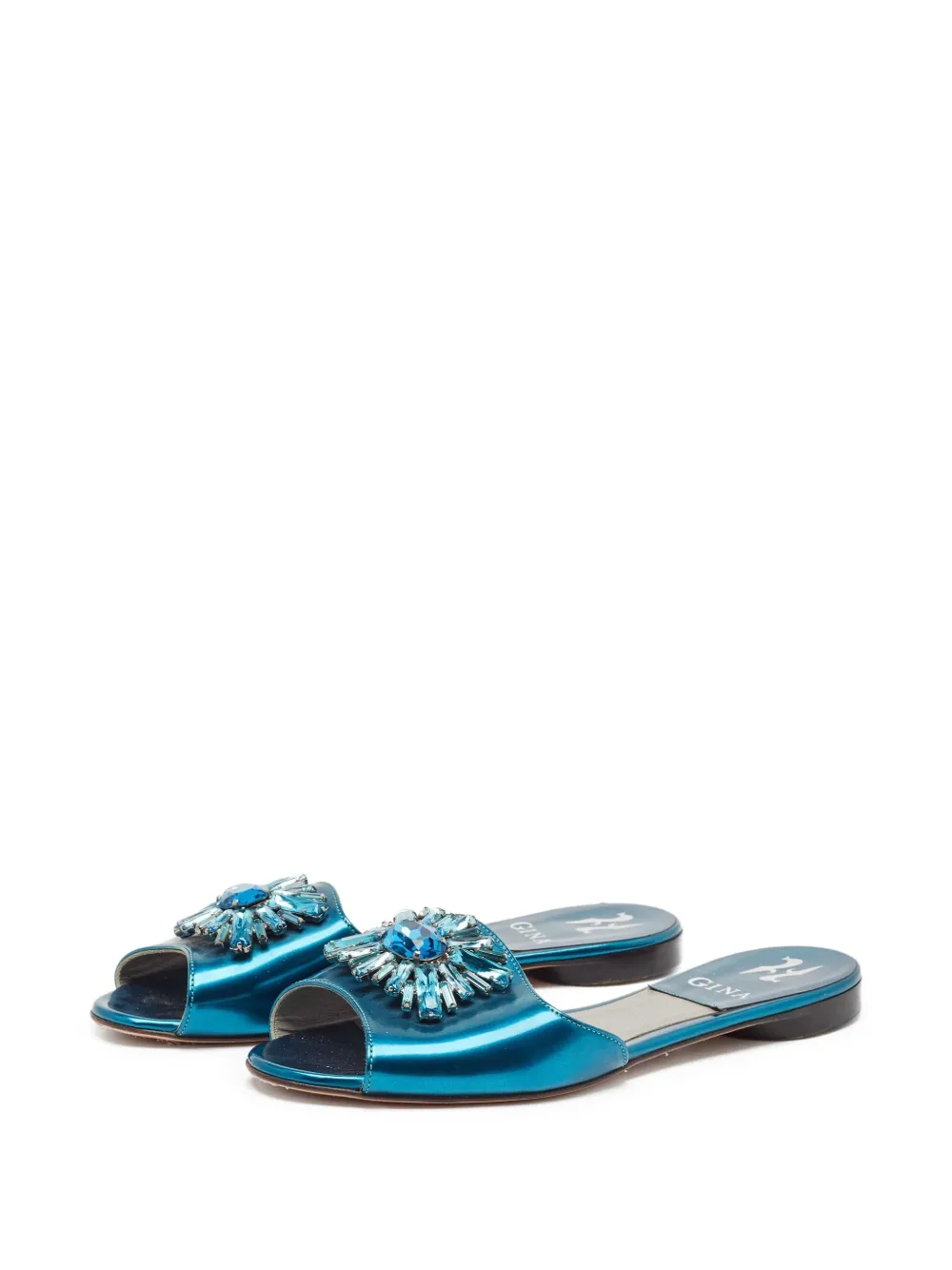 Gina pre-owned crystal-embellished flat sandals | Image 2