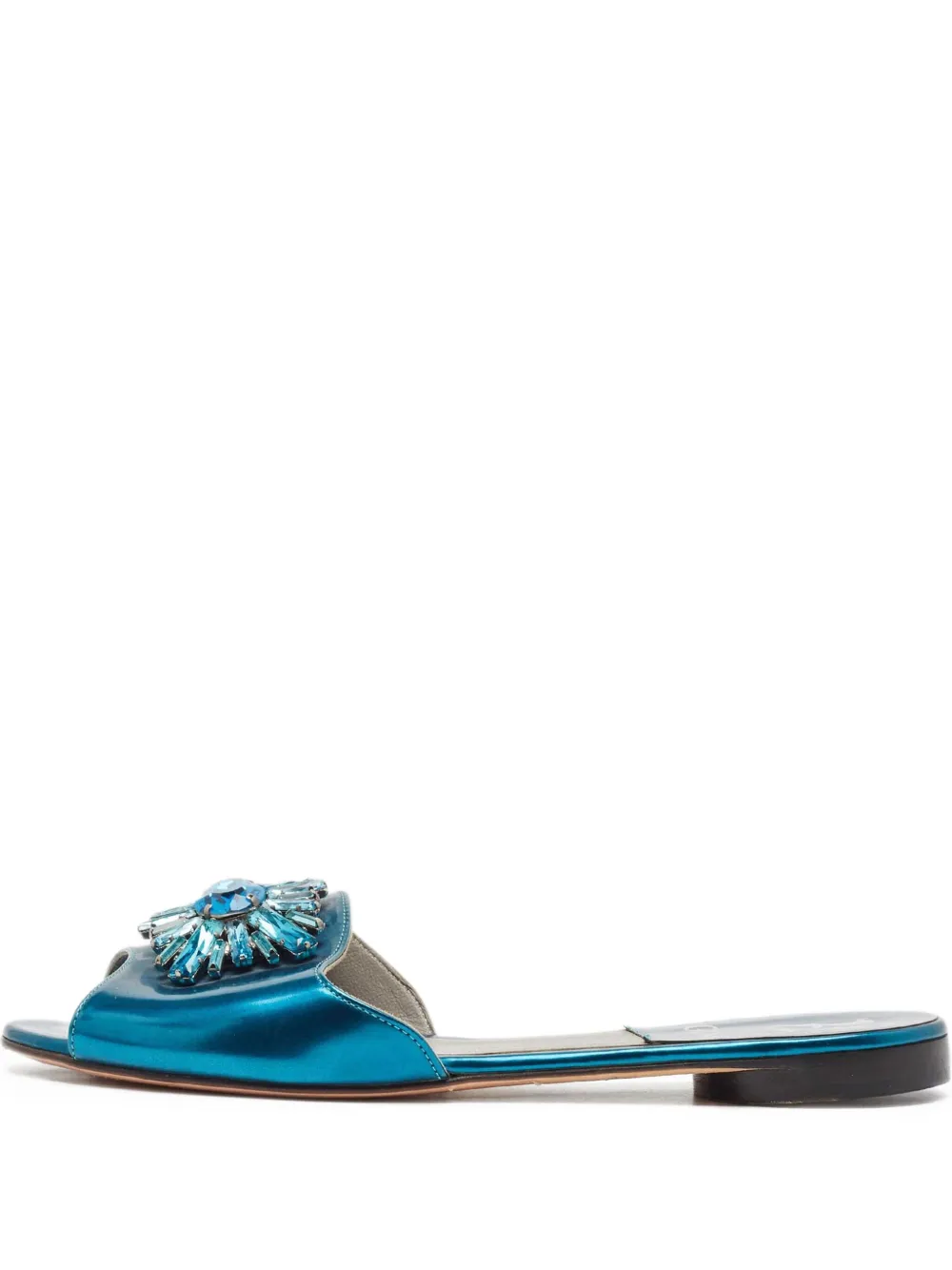Gina pre-owned crystal-embellished flat sandals | Blue | Image 1