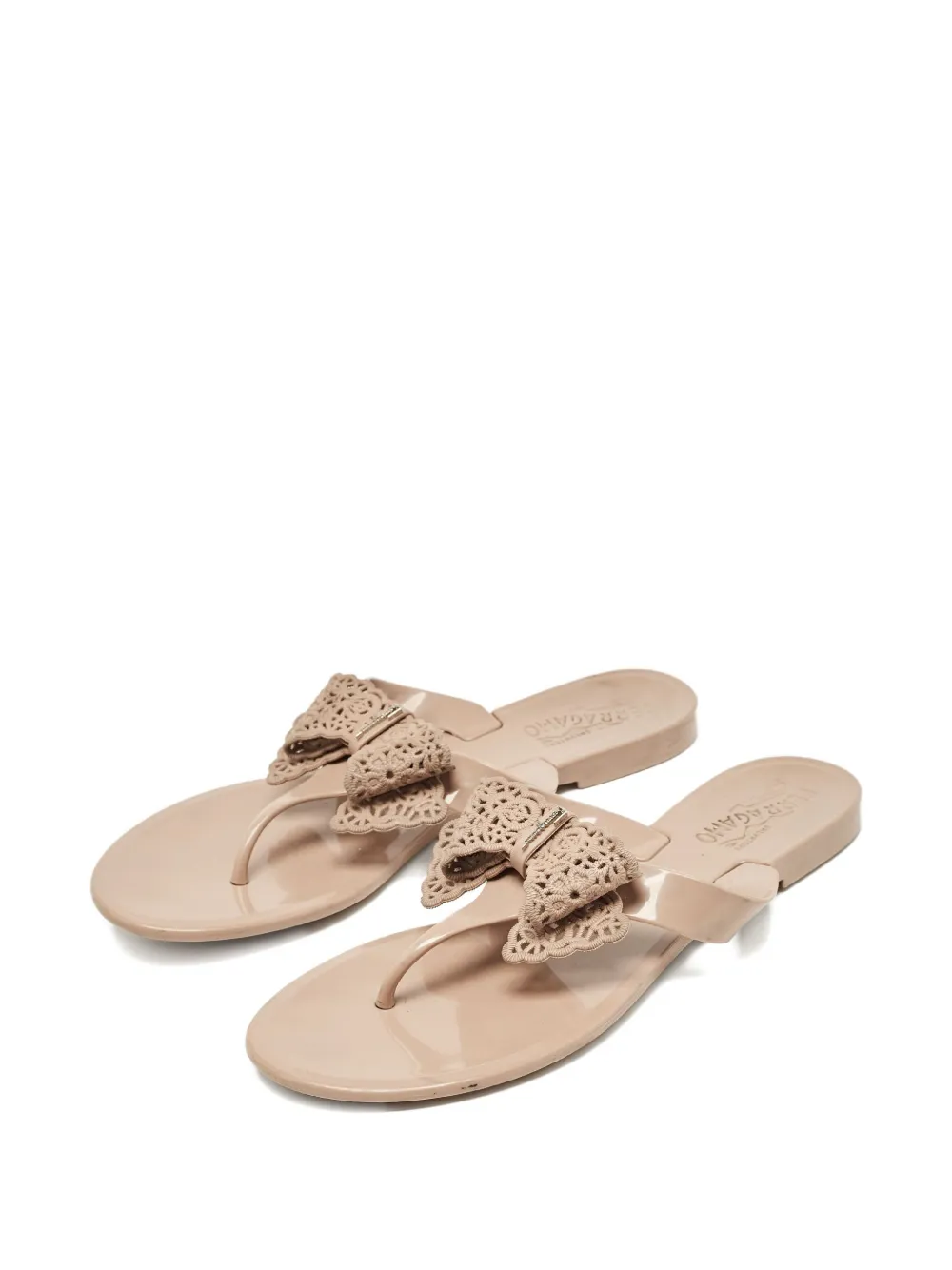 Ferragamo Pre-Owned Pandy teenslippers met strikdetail - Beige