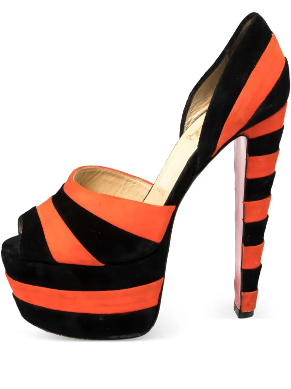 Christian Louboutin Pre-Owned 150mm Striped Sandals Black