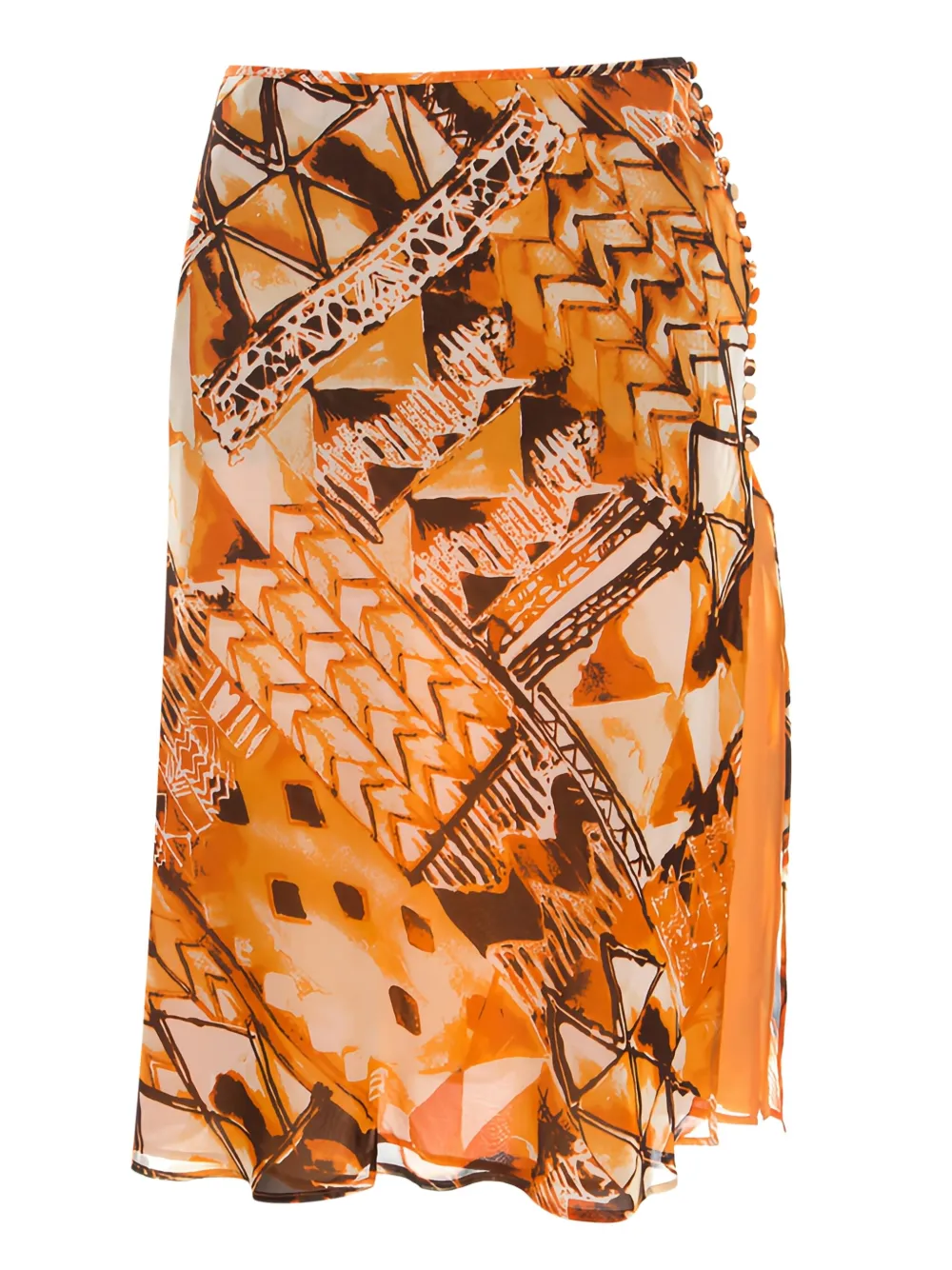 Escada Pre-Owned abstract-print silk skirt | Orange | Image 1