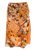 Escada Pre-Owned abstract-print silk skirt - Orange