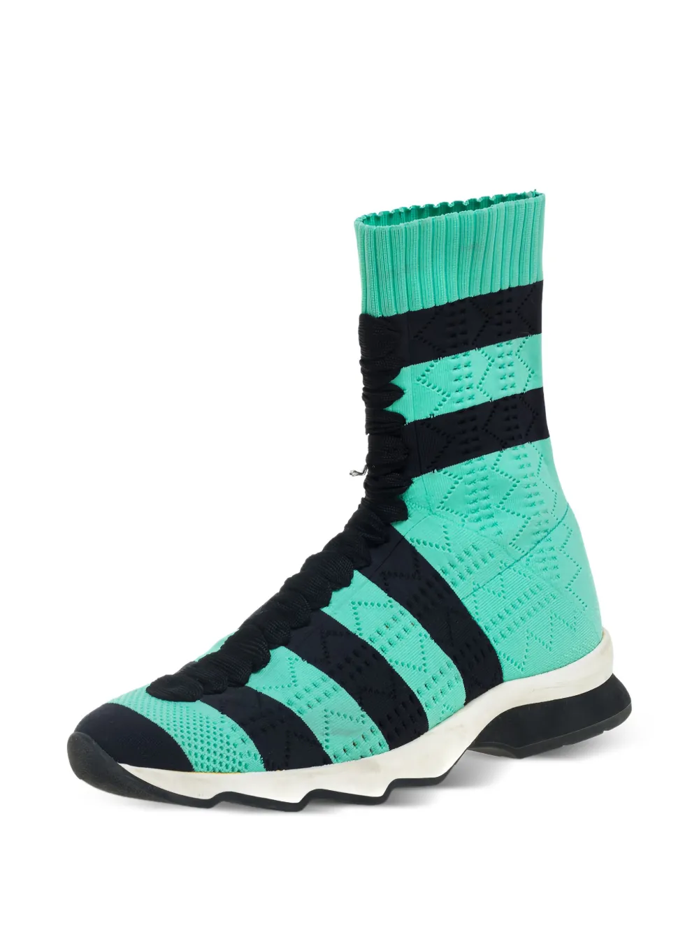 Fendi Pre-Owned Gebreide high-top sneakers - Groen