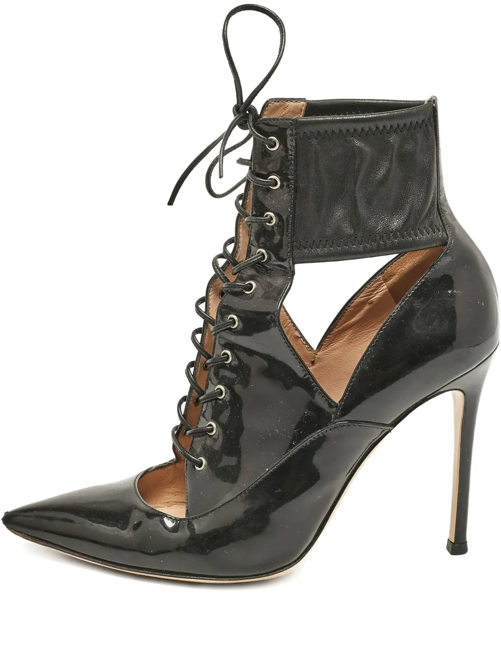 Gianvito Rossi 105mm patent-leather lace-up boots - ブラック Gianvito Rossi 105mm patent-leather lace-up boots - ブラック