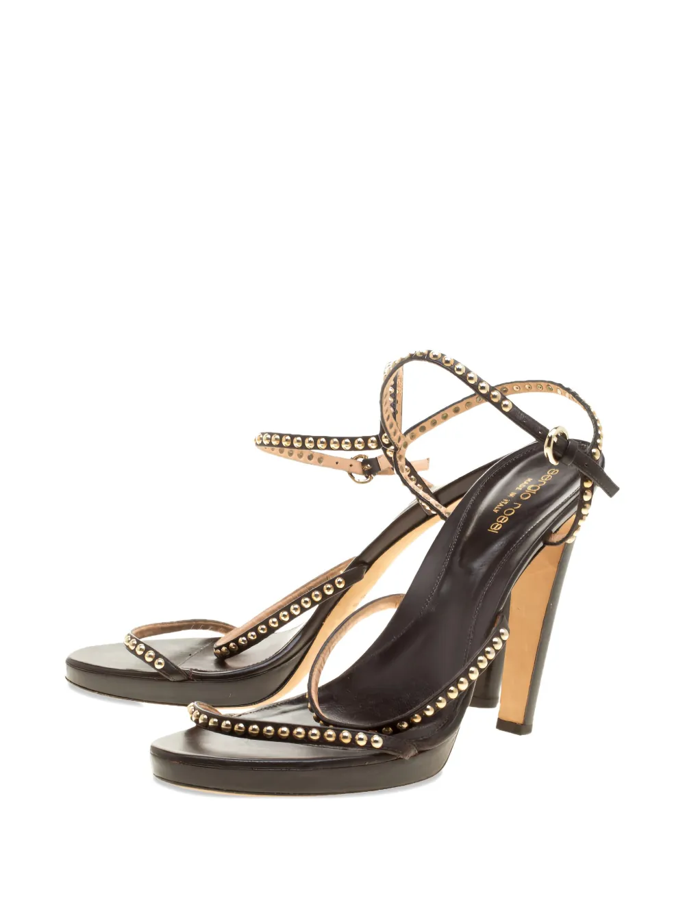 Sergio Rossi 125 mm sandalen met meerdere bandjes en studs - Bruin