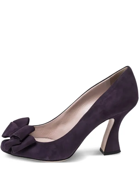 Miu Miu Pre-Owned 85mm bow-embellished suede pumps