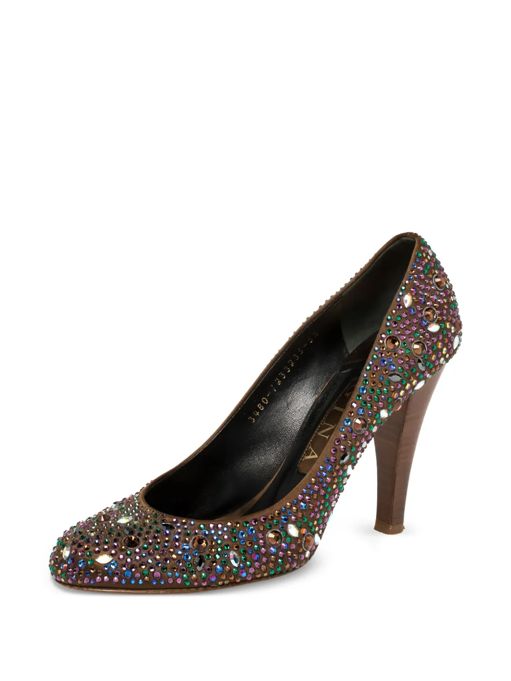 Gina pre-owned 100mm round-toe crystal-embellishments pumps | Image 2