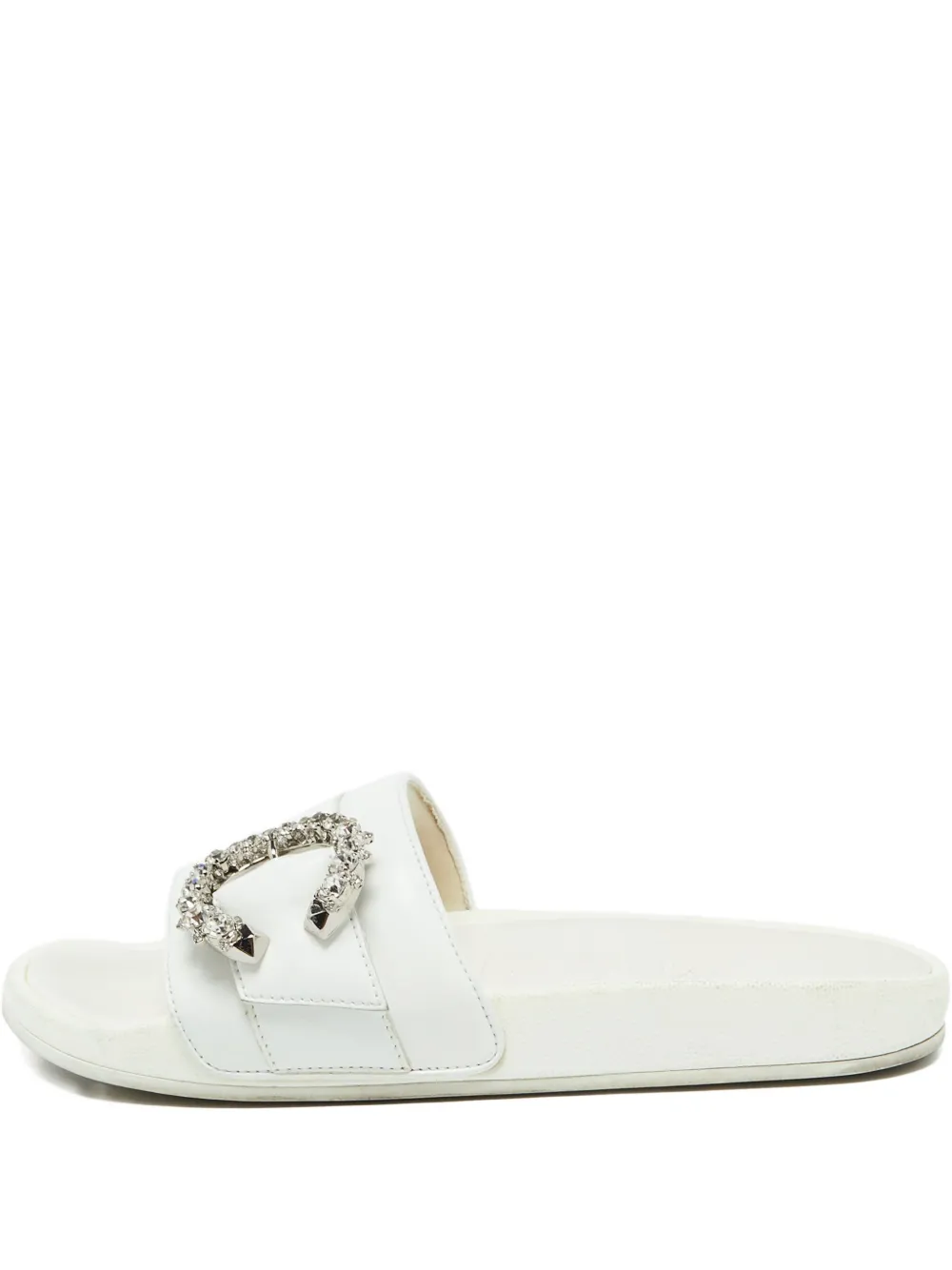 Jimmy Choo Pre-Owned buckle-detailing slides | White | Image 1