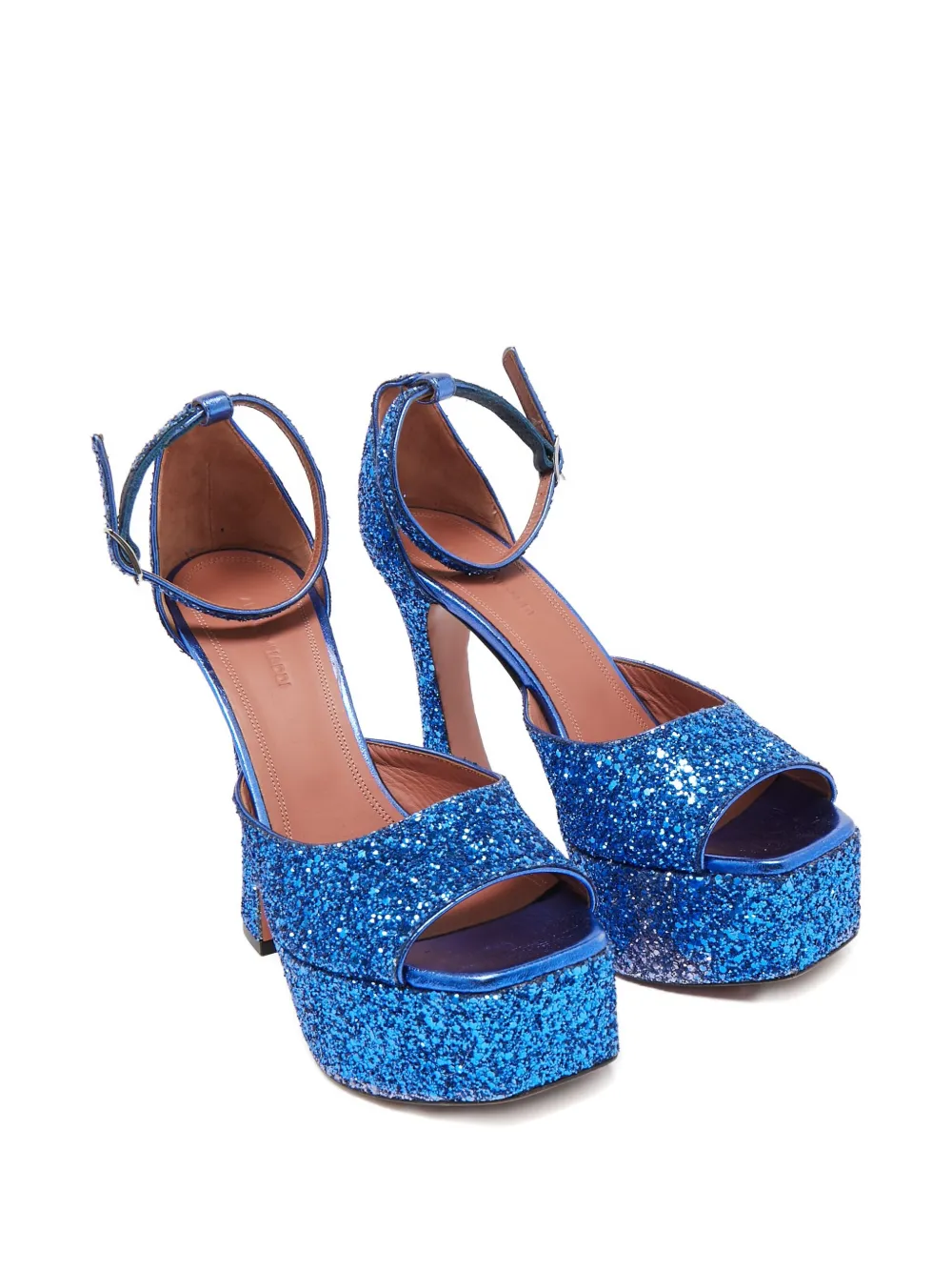 Amina Muaddi 140 mm sandalen verfraaid met glitters en hak - Blauw