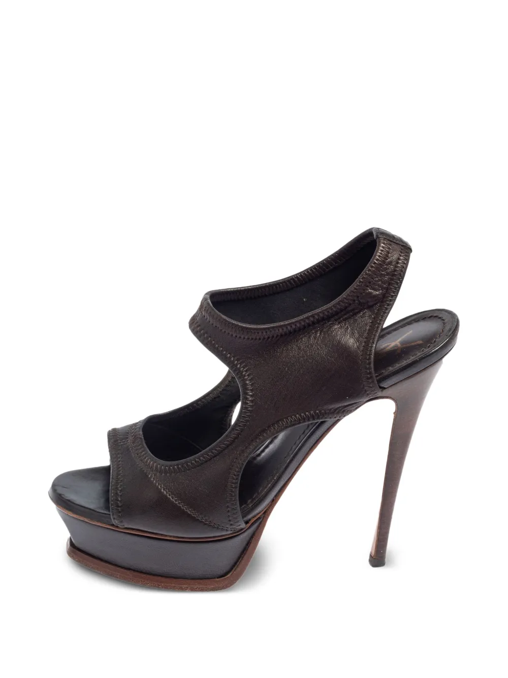 Saint Laurent Pre-Owned 135mm leather heeled sandals | Brown | Image 1