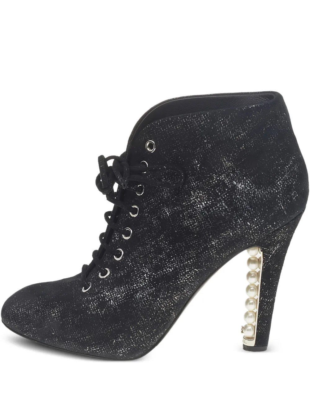 CHANEL Pre-Owned 115mm pearl-detail lace boots | Black | Image 1