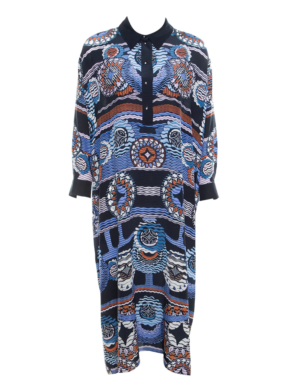 abstract-print silk dress